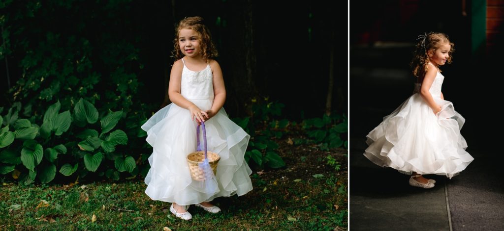 Flower girl dress and basket | The Hill Hudson NY wedding venue | Wedding Photographer | Wedding Videographer | Barn Wedding Hudson Valley