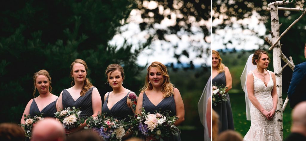 Bridesmaids dresses and bouquets from The Rosery | The Hill Hudson NY wedding venue | Wedding Photographer | Wedding Videographer | Barn Wedding Hudson Valley