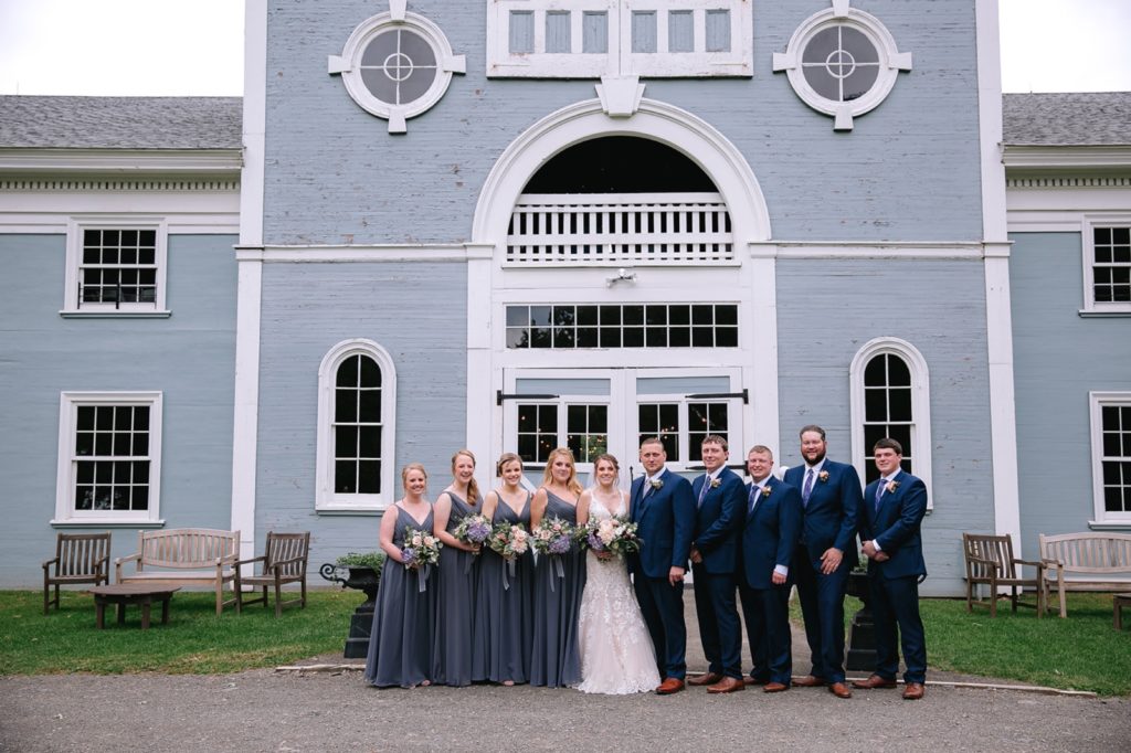 Bridal Party photos in front of The HIll wedding venue | The Hill Hudson NY wedding venue | Wedding Photographer | Wedding Videographer | Barn Wedding Hudson Valley