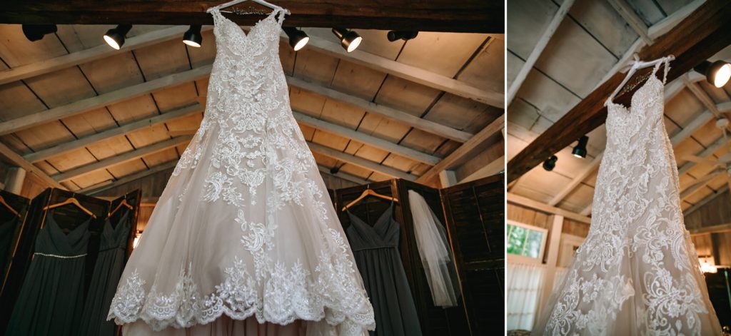 Romantic wedding dress with lace and multiple layers from Blush Bridal Boutique | The Hill Hudson NY wedding venue | Wedding Photographer | Wedding Videographer | Barn Wedding Hudson Valley