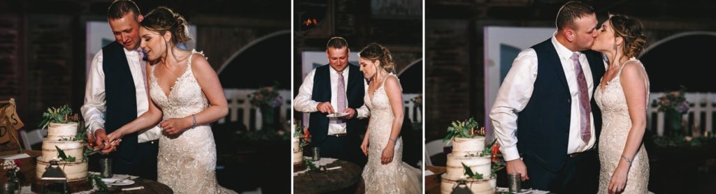 Wedding cake cutting | The Hill Hudson NY wedding venue | Wedding Photographer | Wedding Videographer | Barn Wedding Hudson Valley
